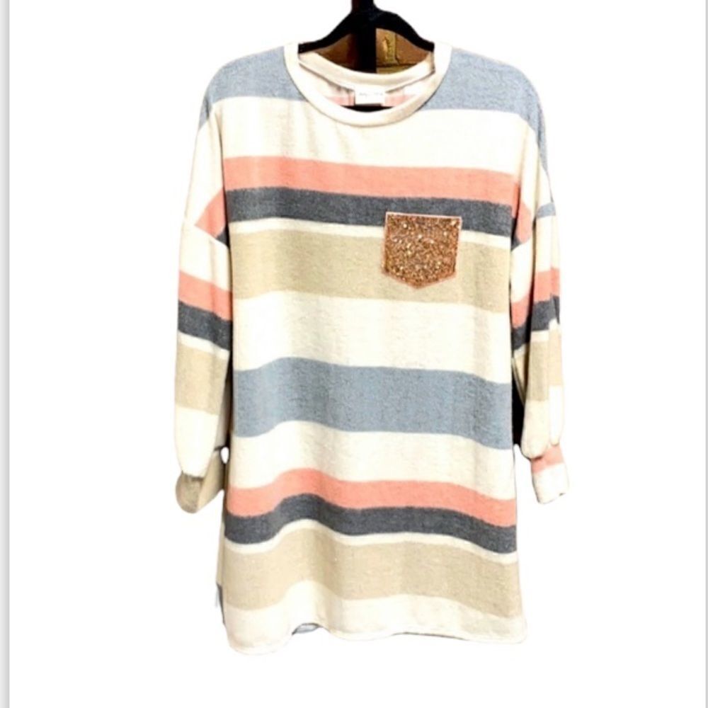 Lovely Melody Striped L/S Crew Neck Tunic